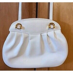 ANDALOSSI Designer White Leather Purse 18 Kt Plated Hardware Handmade Italy